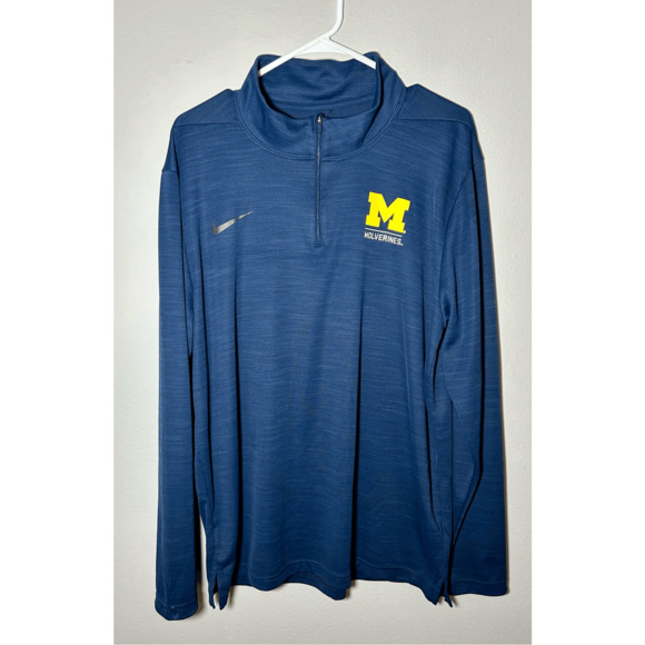 Michigan Wolverines Nike 1/4 Zip Dri-fit Activewear Jacket Blue Sz XL - Picture 1 of 9